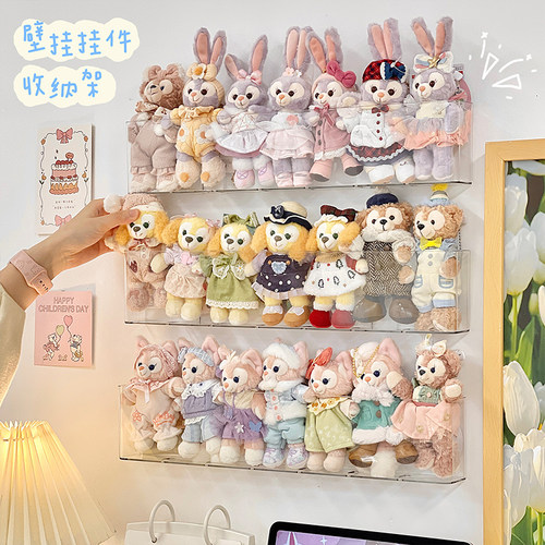 手办盲盒壁挂透明展示架免打孔墙上收纳盒展示盒玩偶公仔萌粒吧唧