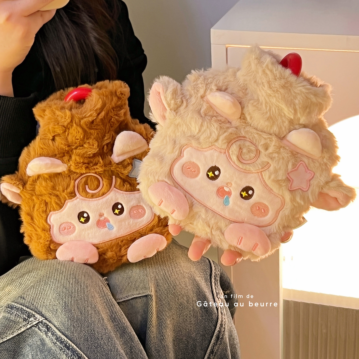 冬季毛茸茸热水袋可爱小羊暖宫暖手宝学生上班族暖水袋冲水防爆女