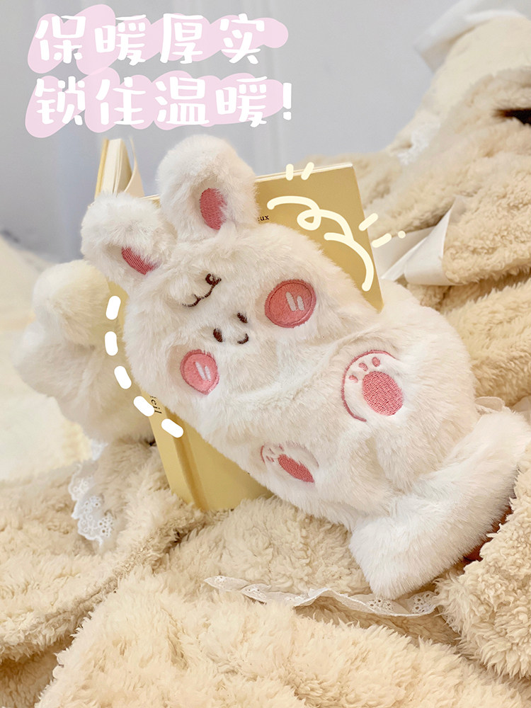 WINTER WARM CARTOON GLOVES FOR SCHOOL GIRLS HALTERNECK RIDING WINDPROOF AND ANTI-FREEZE HAND FULL FINGER GLOVES CUTE INS