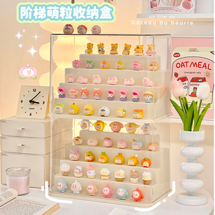 阶梯式盲盒展示盒透明简约桌面周边摆件泡泡玩偶马特展示柜展示架