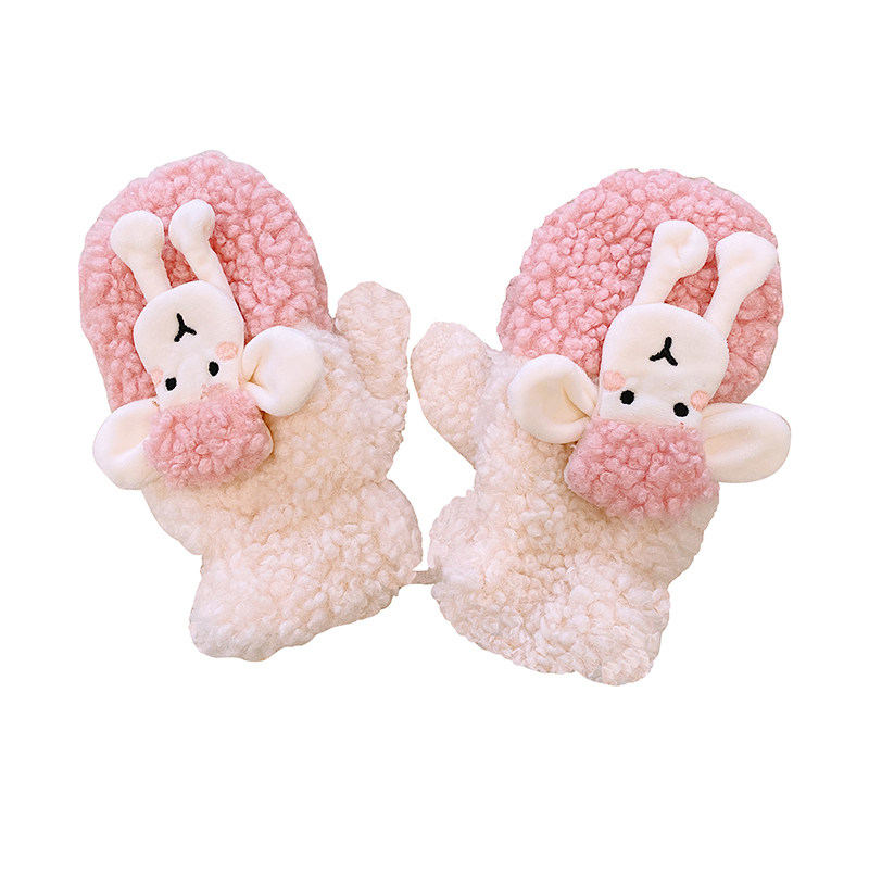 KOREAN VERSION OF INS GLOVES FEMALE WINTER CARTOON CUTE VELVET THICKENED STUDENT WINTER RIDING COLD AND WARM CAN BE HALTERED