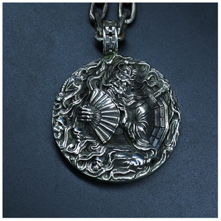 手工雕刻 天师钟馗吊坠 S925纯银吊坠
