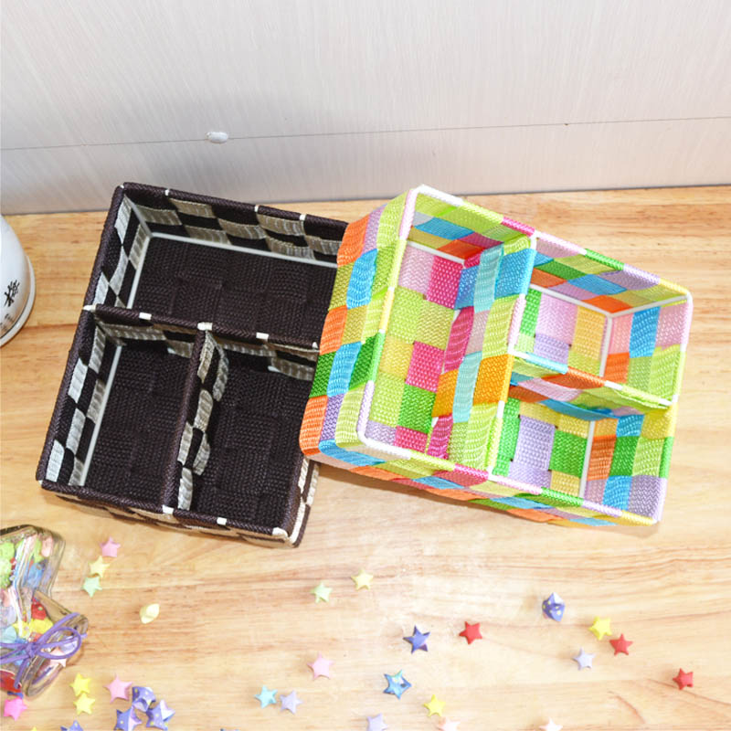 分隔手工编织格子居家办公桌面