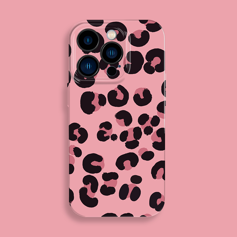 个性创意粉色豹纹可爱适用苹果17 16 15 12 11手机壳小米14mate70pro60 5040荣耀200 k80 iPhone13ProMax情侣