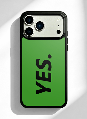 小众绿色YES字母适用苹果17 16 13 12 11手机壳华为mate80 70 60 40 30创意p80全包nova14荣耀500一加15T防摔