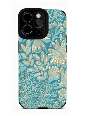 蓝底白色花朵高级感适用苹果17 16 15 14 13 12 11手机壳xs华为mate70 60 50 40 30创意p80全包nova14荣耀400