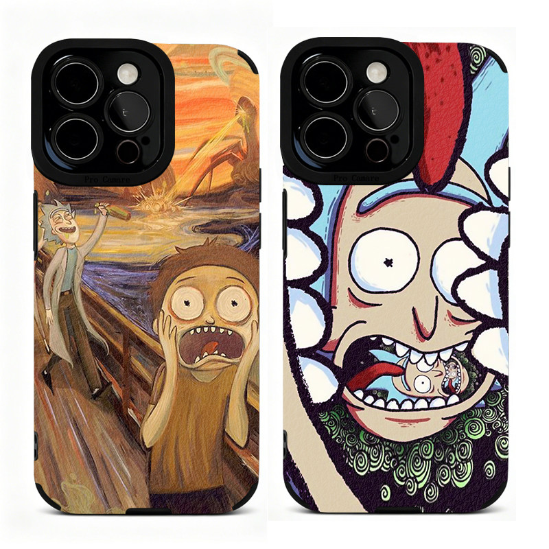 适用华为mate70 60 50 40 30 20手机壳p70 p60 p50 p40 p30恶搞卡通瑞克和莫蒂油画苹果17 16 15 14 13 12 11