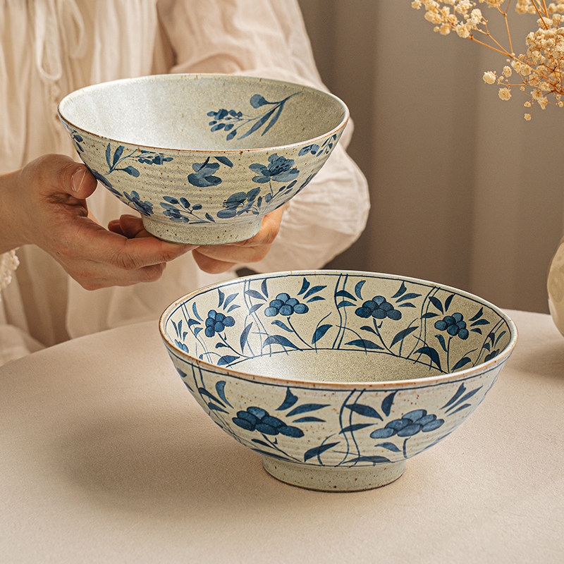 悠瓷日式复古斗笠拉面碗