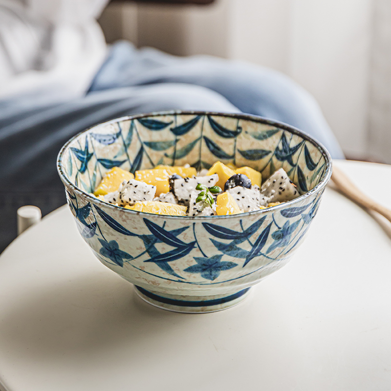 悠瓷陶瓷手绘桔梗花面碗