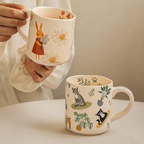 悠瓷可爱陶瓷马克杯高颜值咖啡杯办公室早餐杯子情侣水杯生日礼物