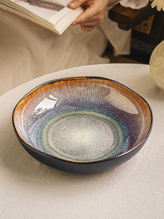 悠瓷新款不规则陶瓷深盘餐厅高级感装菜盘沙拉盘大号汤盘盘子菜盘