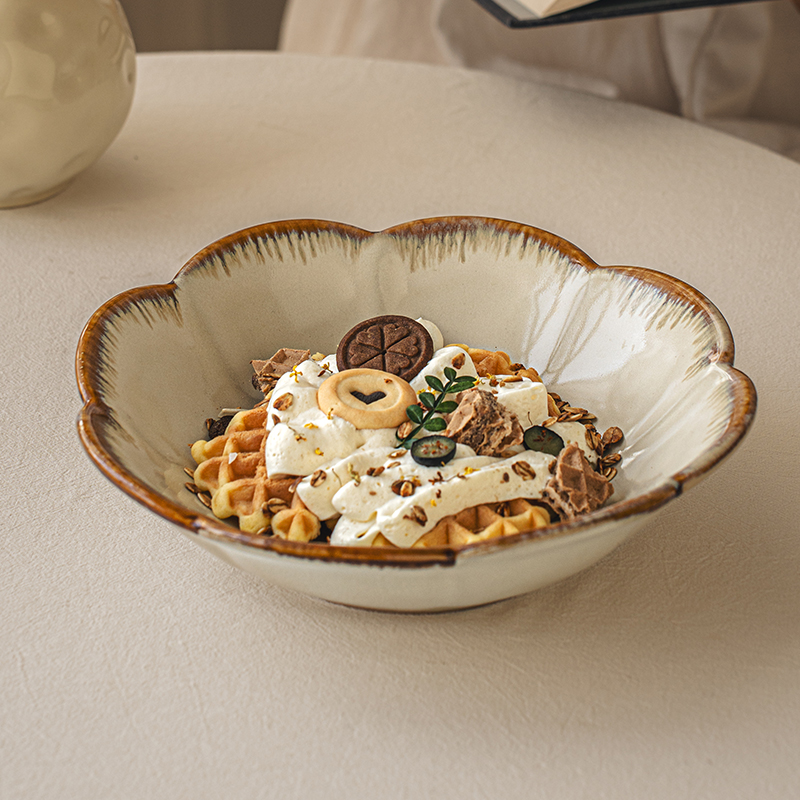 悠瓷复古花朵9英寸敞口沙拉碗