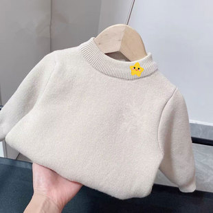 男女童2026春装薄款刺绣五角星毛衣中小童春秋季儿童半高领针织衫