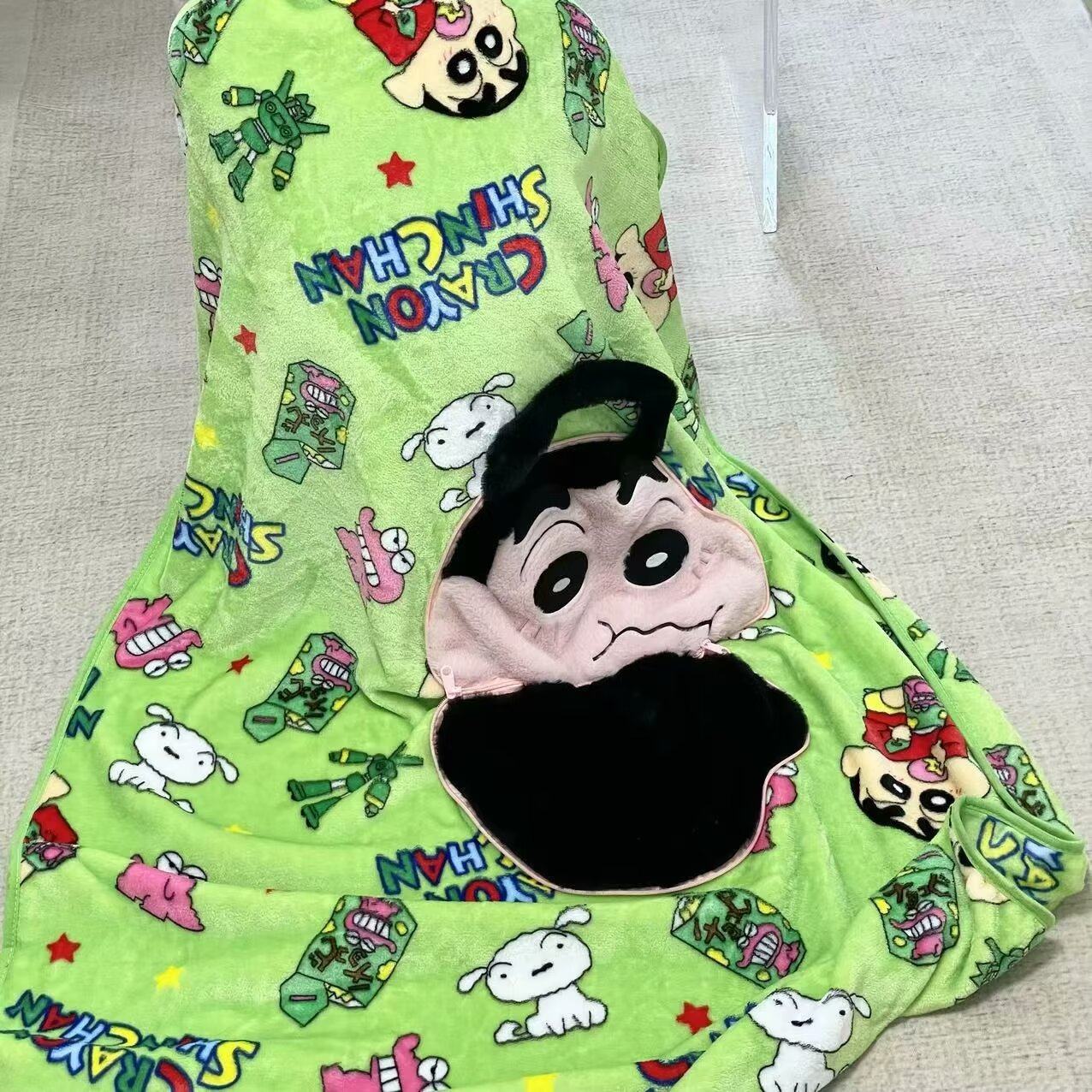 蜡笔小新抱枕毛毯二合一午睡毯子