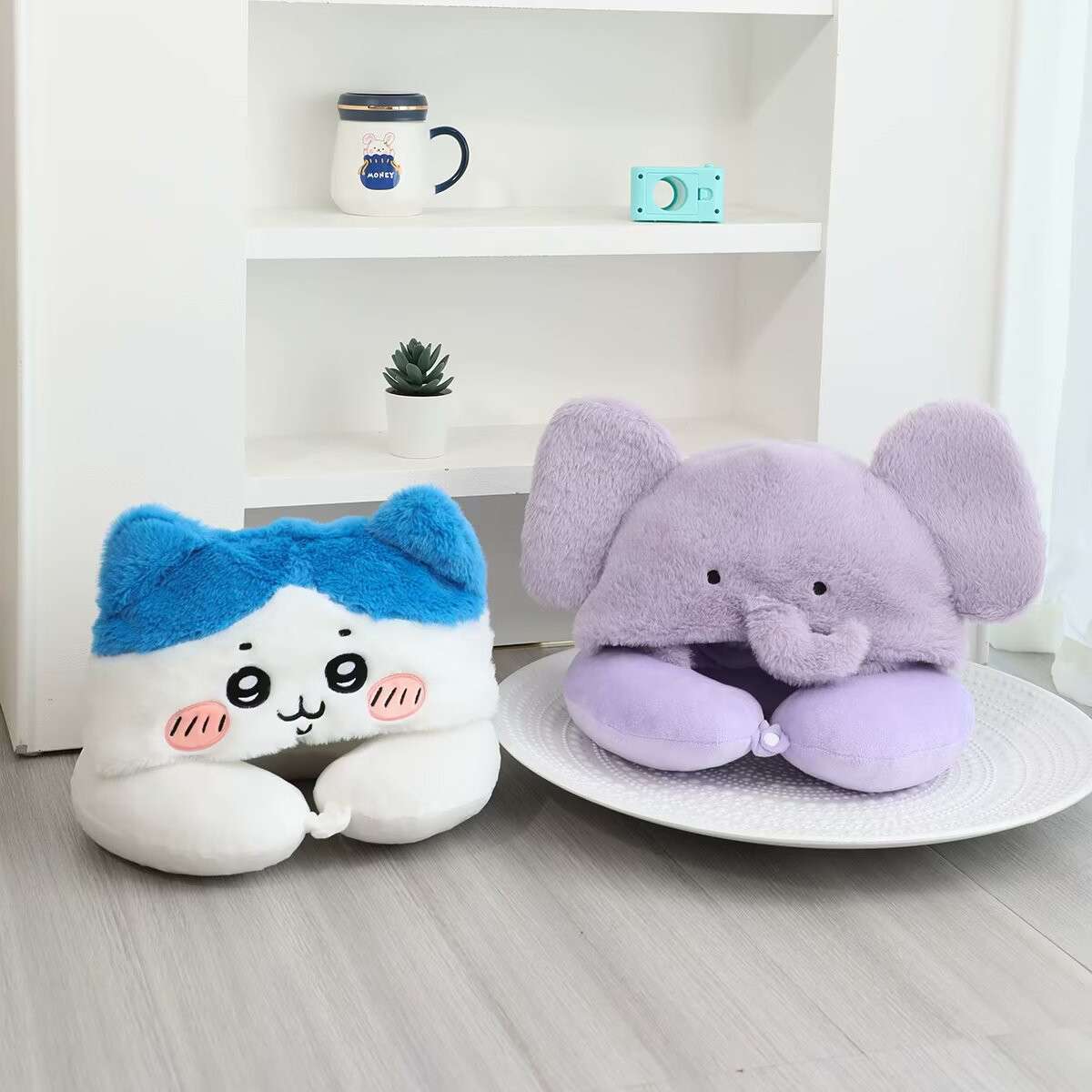 可爱卡通小八紫象u型枕旅行护颈枕头颈椎飞机坐车脖子靠垫午睡枕