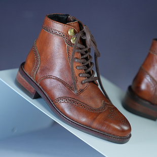 BJD娃鞋 ID75壮叔短靴 靴子 油蜡牛皮切尔西靴 现货