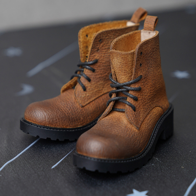 BJD娃鞋 75叔黑色咖色真皮短筒靴 现货