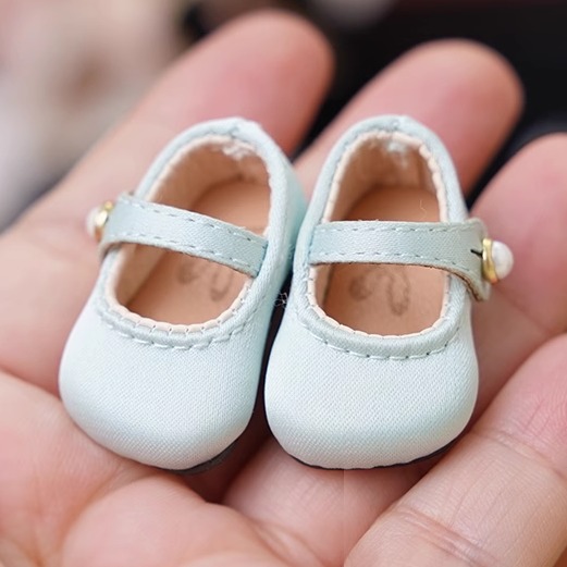 bjd 娃鞋方头珍平底鞋单鞋 缎面胖点小鱼体点点体娃鞋 现货