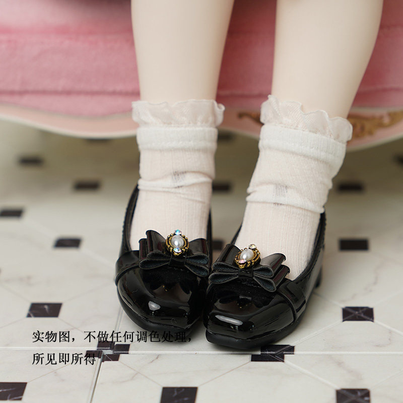 BJD 黑色四分娃鞋 熊妹 MSD 兔豆豆 MDD 巨婴红色漆皮小皮鞋 现货