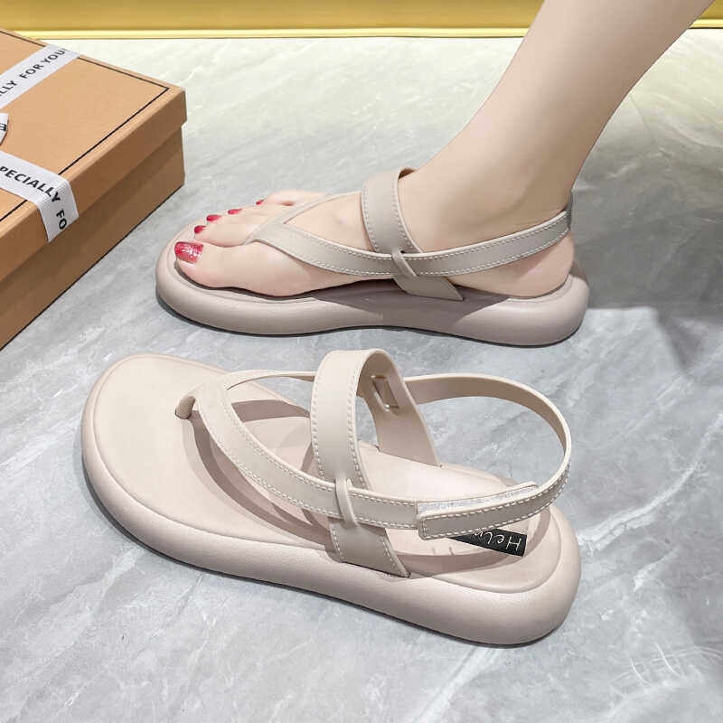 凉鞋女款夏季外穿新款平跟软底小香风夏天外出纯色罗马鞋沙滩鞋,女鞋,休闲凉鞋,淘宝优惠券,粉丝福利购,淘宝优惠卷