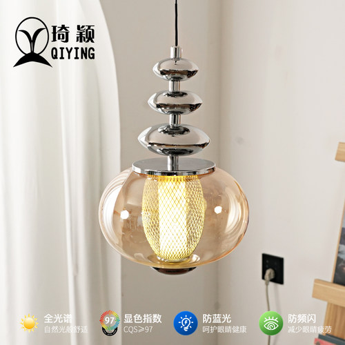 法式复古餐厅吧台岛台可升降吊灯