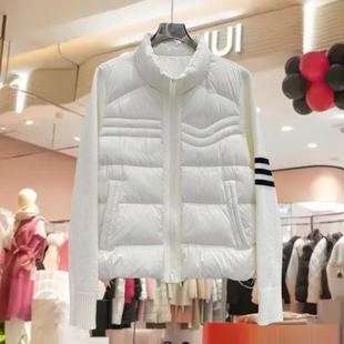 南油新款羽绒服2526 欧货时尚立领短款针织袖拼接短款羽绒服