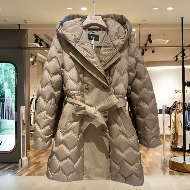女士加厚羽绒服鹅绒绒子含量90% 卡其色 425417YQF
