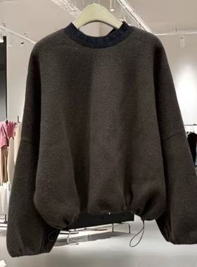 37880正版2025冬季款欧货高端短款蝴蝶结系带绵羊毛针织衫毛衣