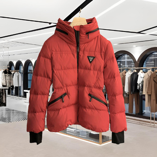 深圳南油欧货羽绒服红色短款收腰显瘦保暖鹅绒羽绒服时尚高端外套