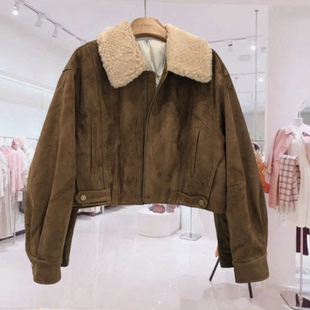 MSSQ66158冬新高端休闲麂皮绒羽绒外套女韩宽松显瘦上衣玛纱思琪