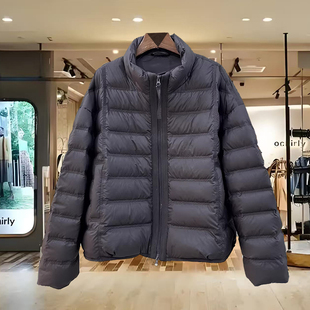 南油欧货2025羽绒服 拼针织双拉链立领减龄短装鸭绒羽绒服外套冬