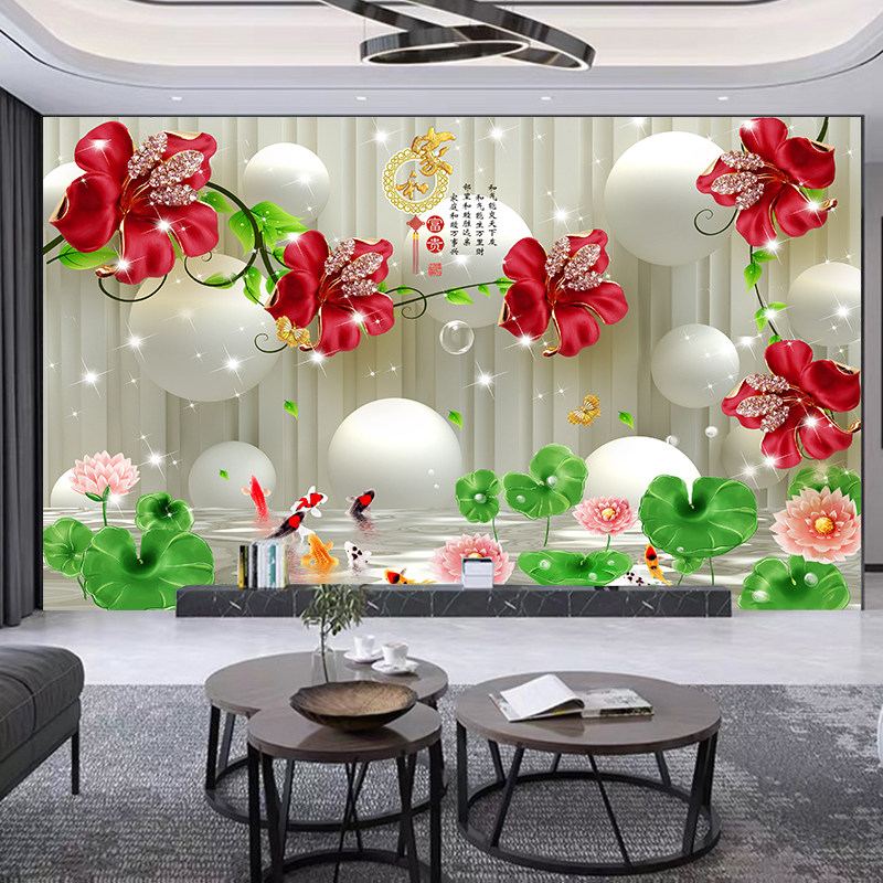 立体自粘墙贴家和万事兴壁纸墙纸客厅电视沙发背景墙装饰壁画贴纸