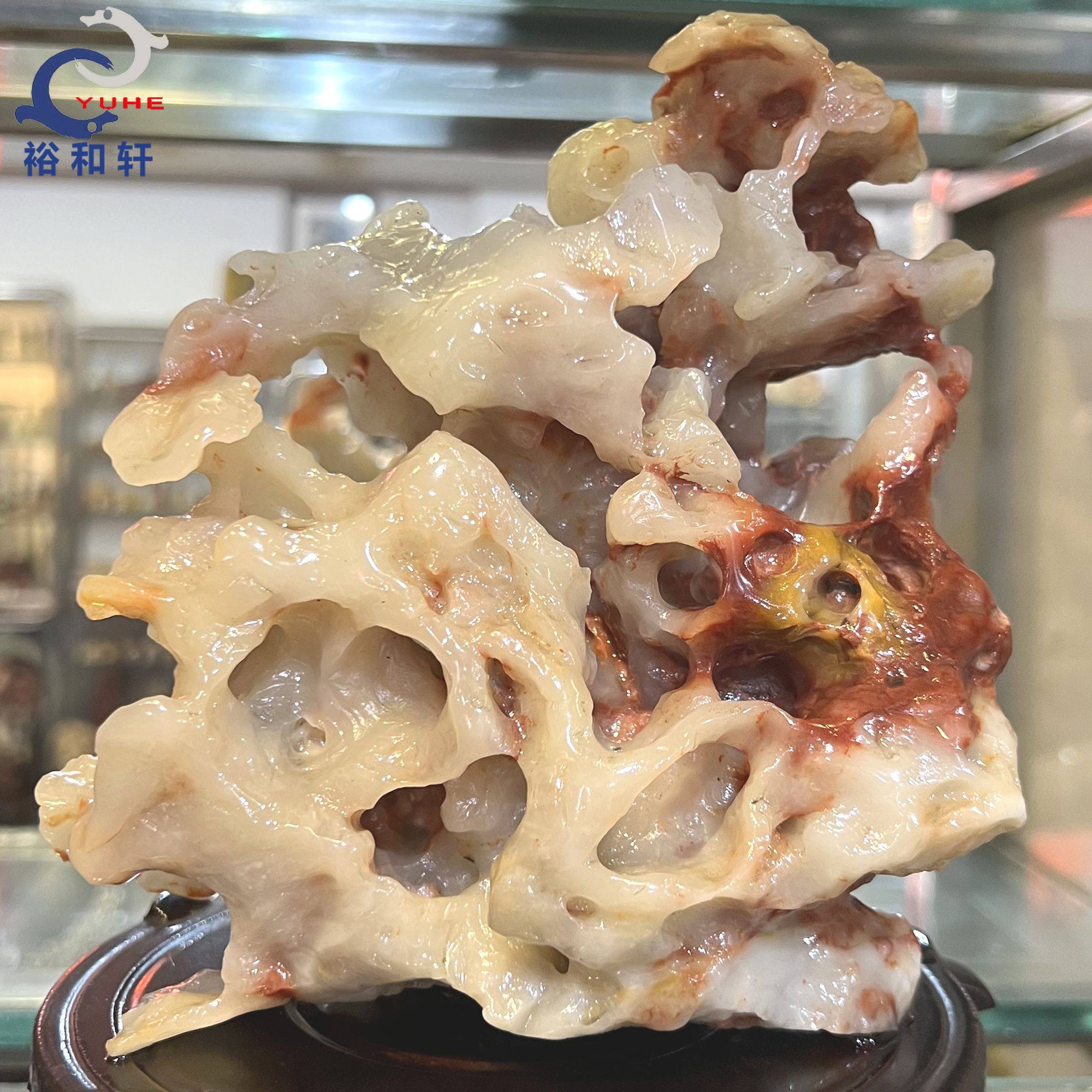 寿山石原石摆件 三彩芙蓉冻石 花开富贵精品居家装饰礼【裕和轩】