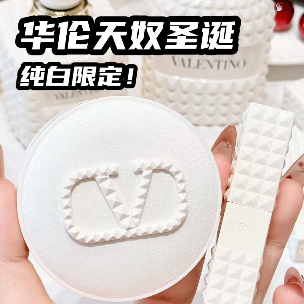 新品！Valentino/华伦天奴圣诞纯白限定白绒气垫口红122 134 112