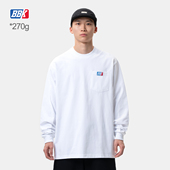 BBK 滑板 加袋长袖 270g宽松bboy纯色t恤 重磅街舞嘻哈打底小领