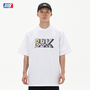 BBK BBOY宽松T恤街舞滑板 重磅小领口短袖HIPHOP潮流运动涂鸦