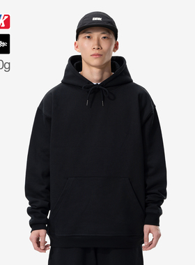 BBK 480g重磅纯色连帽卫衣 纯棉保暖冬季外套净色基础款套头帽衫