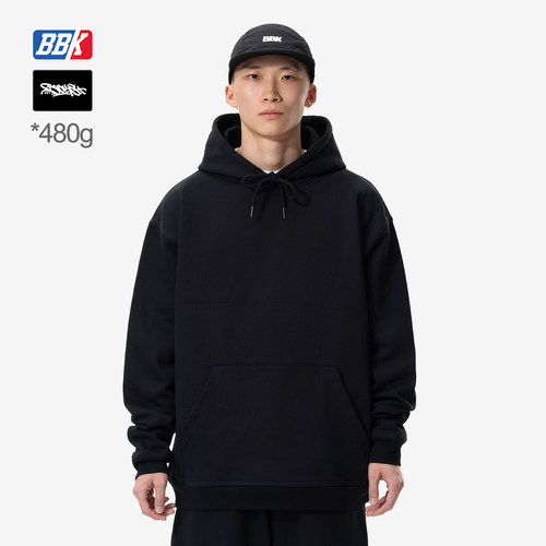 BBK480G纯色连帽卫衣净色帽衫