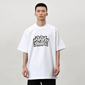 bboy街舞嘻哈hiphop打底小领口短袖 BBK 270g重磅t恤宽松 涂鸦说