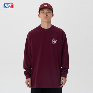 BBK 270g宽松T恤街舞滑板BBOY重磅小领口长袖HIPHOP潮流运动涂鸦