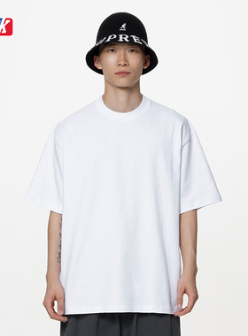 BBK 280g宽版 重磅纯色T恤 宽松净色小领口 圆领宽肩纯棉打底短袖