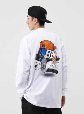 BBK 重磅小领口 t恤bboy宽松 街舞嘻哈hiphop 打底 长袖 涂鸦说唱