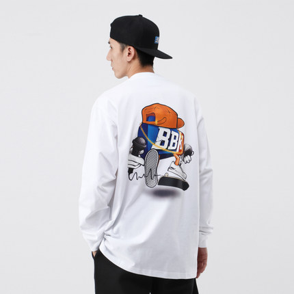 BBK 重磅小领口 t恤bboy宽松 街舞嘻哈hiphop 打底 长袖 涂鸦说唱
