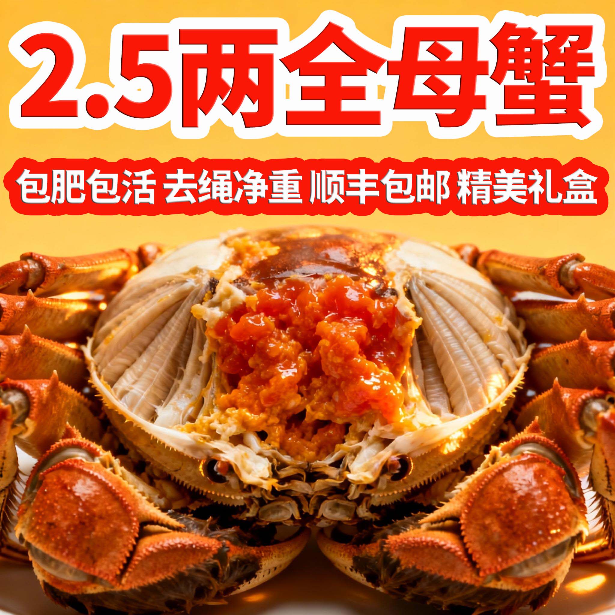【春节不打烊】活蟹2.5两全母洪泽湖大闸蟹鲜活江苏螃蟹10只礼盒