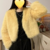 毛毛上衣气质年轻款 时尚 仿狐狸毛环保皮草外套女冬短款 2025年新款