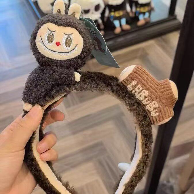 2025新款创意labubu耳朵毛绒头箍发饰可爱卡通拉布布洗脸拍照发箍