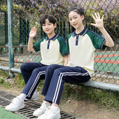 校服套装 棉款 短袖 高中班服学院风运动装 两件套团购定制 夏季 长裤 款