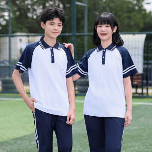 夏季小学生校服短袖T恤初中生运动长裤两件套装高中生班服男女款