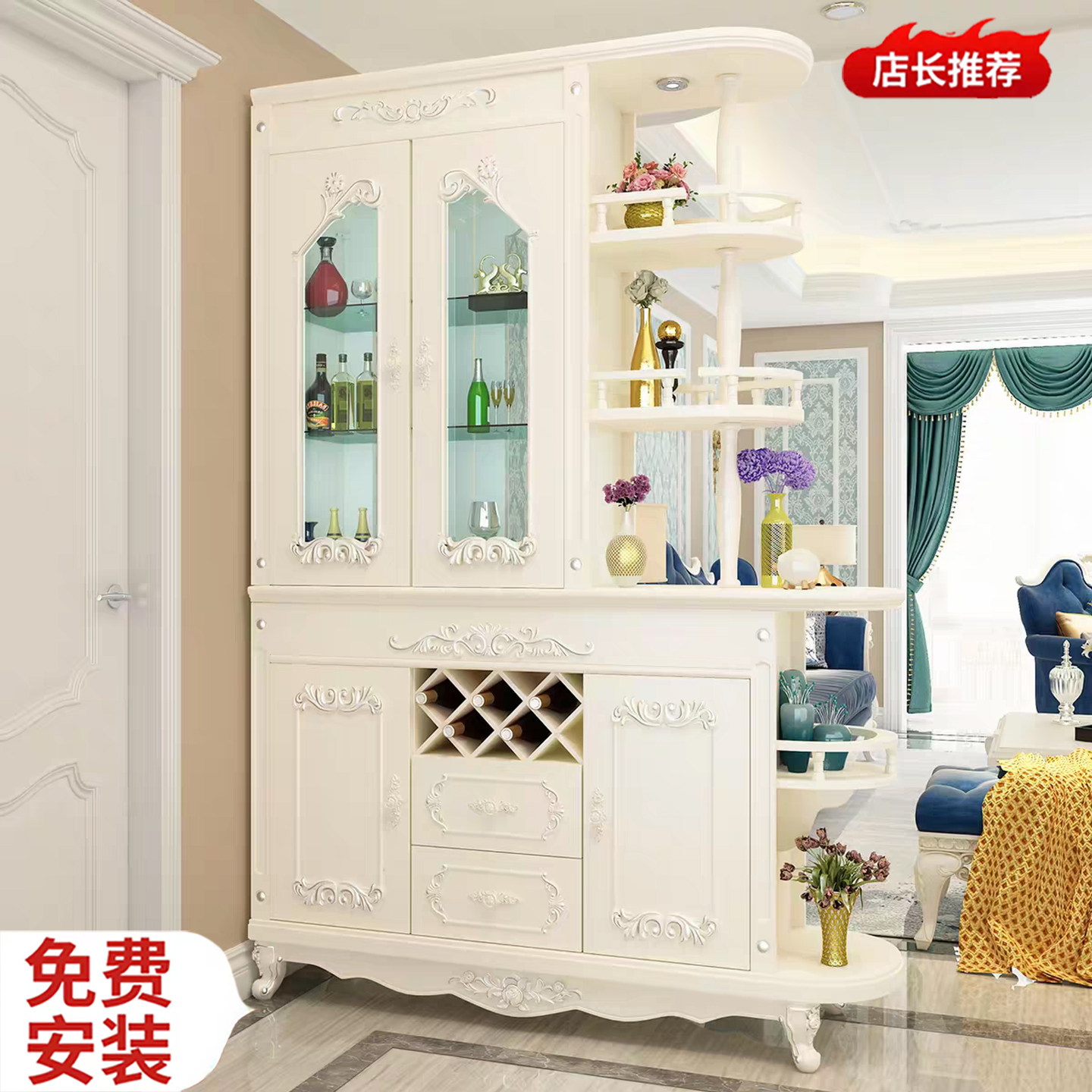 欧式玄关柜隔断柜客厅入户正对门双面间厅柜酒柜简约门厅屏风鞋柜