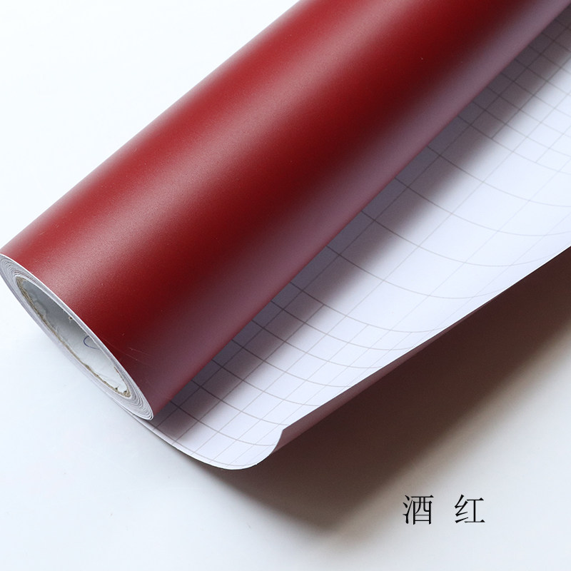 酒红色即时贴贴纸自带背胶防水广告刻字门店装修家酒柜家具翻新